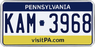 PA license plate KAM3968