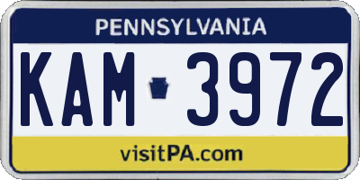 PA license plate KAM3972