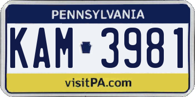 PA license plate KAM3981