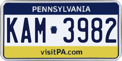 PA license plate KAM3982
