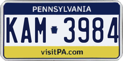 PA license plate KAM3984