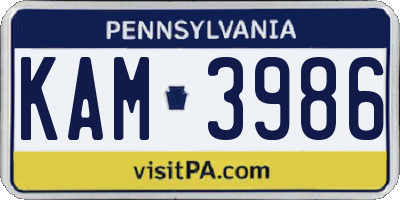 PA license plate KAM3986