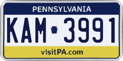 PA license plate KAM3991