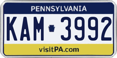 PA license plate KAM3992
