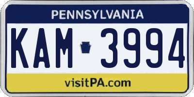 PA license plate KAM3994