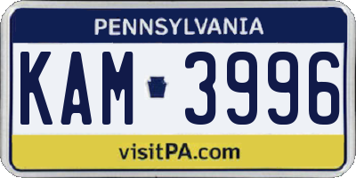 PA license plate KAM3996