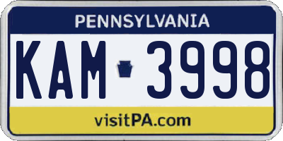 PA license plate KAM3998