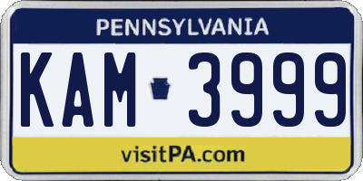 PA license plate KAM3999