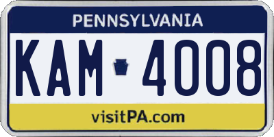 PA license plate KAM4008