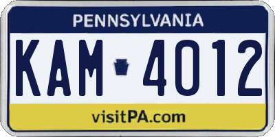 PA license plate KAM4012