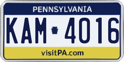 PA license plate KAM4016