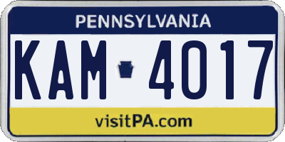 PA license plate KAM4017