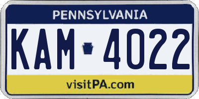 PA license plate KAM4022