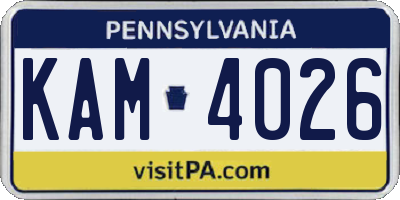 PA license plate KAM4026