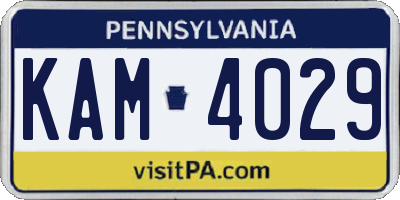 PA license plate KAM4029