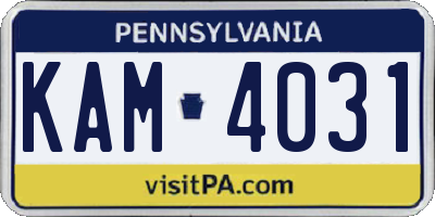 PA license plate KAM4031