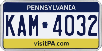 PA license plate KAM4032