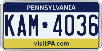 PA license plate KAM4036