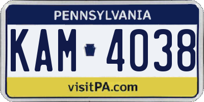PA license plate KAM4038