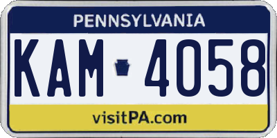 PA license plate KAM4058