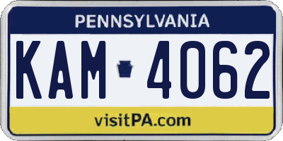 PA license plate KAM4062