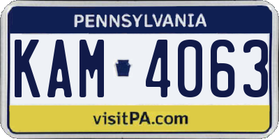 PA license plate KAM4063