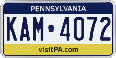 PA license plate KAM4072