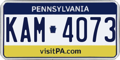 PA license plate KAM4073