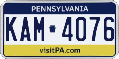 PA license plate KAM4076