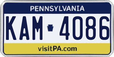 PA license plate KAM4086