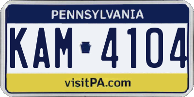 PA license plate KAM4104