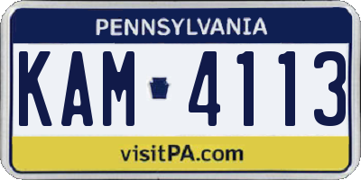 PA license plate KAM4113