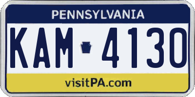 PA license plate KAM4130