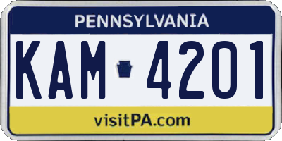 PA license plate KAM4201