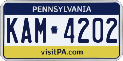PA license plate KAM4202
