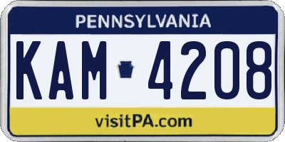 PA license plate KAM4208