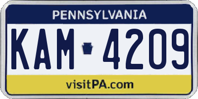PA license plate KAM4209