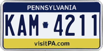 PA license plate KAM4211
