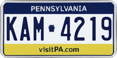 PA license plate KAM4219