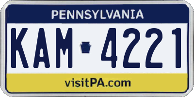 PA license plate KAM4221