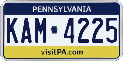 PA license plate KAM4225
