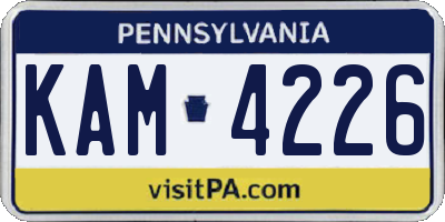 PA license plate KAM4226