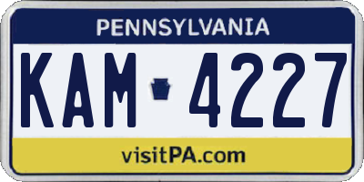 PA license plate KAM4227