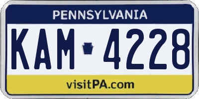 PA license plate KAM4228