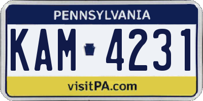 PA license plate KAM4231