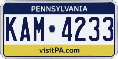 PA license plate KAM4233