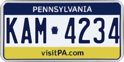 PA license plate KAM4234