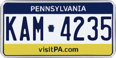 PA license plate KAM4235