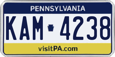 PA license plate KAM4238