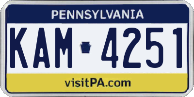 PA license plate KAM4251